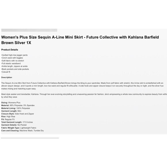 Future Collective with Kahlana sequin a-line mini skirt Plus Size 1X NWT - Picture 4 of 4